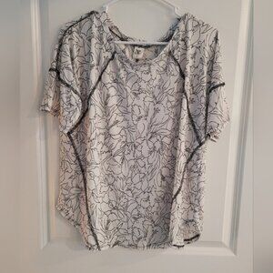 Sew in Love White and Black Floral Blouse Top